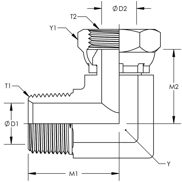World Wide Fittings Male Pipe To Female Pipe Swivel 90 Deg. Stainless Steel 1501X08X08SS - main